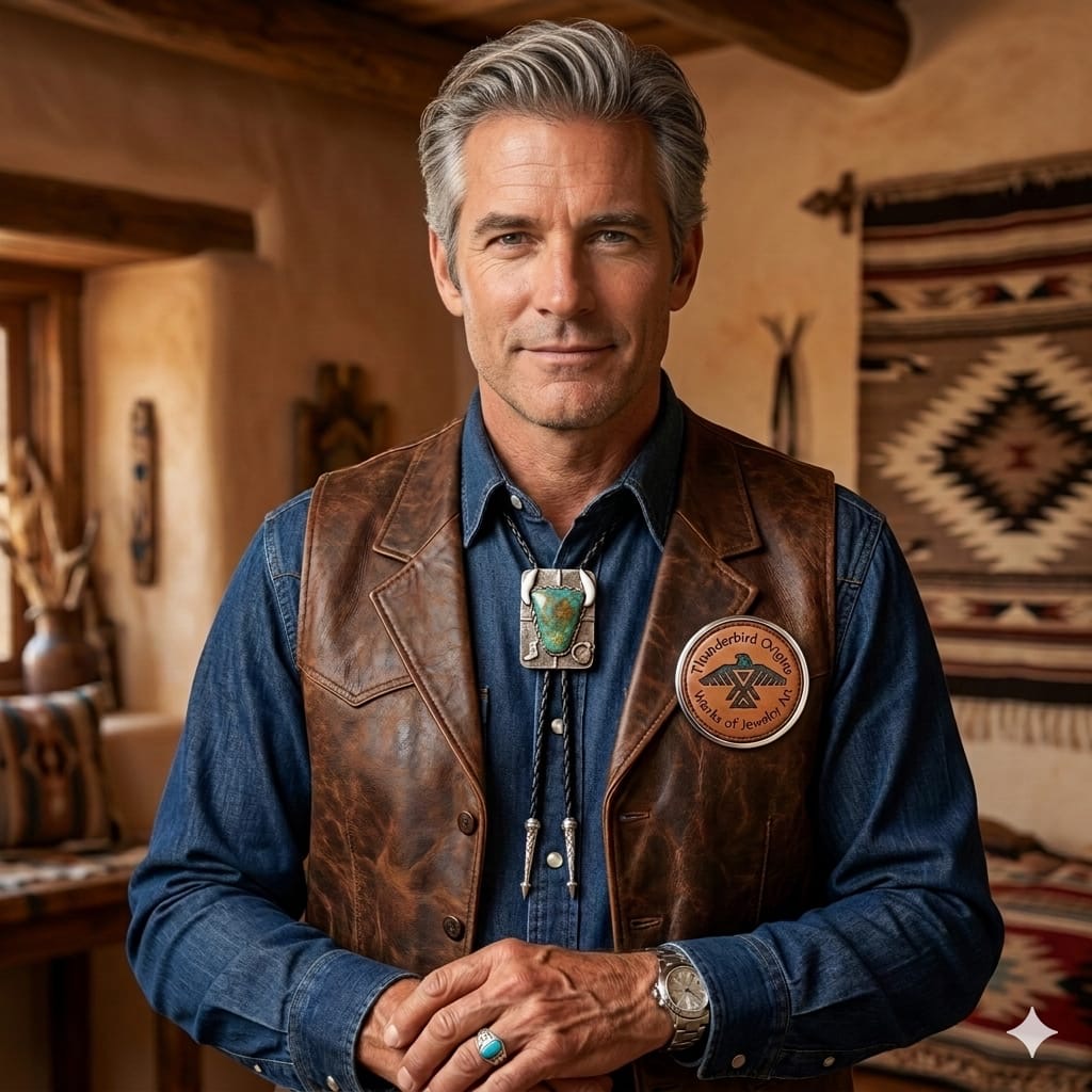 Sterling Silver Bull Horn Bolo Tie with Turquoise-In Stock!