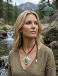 Copper-Green Turquoise Pendant in Sterling Silver-In Stock!