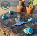 Hummingbird Pendant with Turquoise Eye in Sterling Silver (neck ring sold separately)-in Stock!