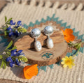Keshi Pearl and Sterling Silver Concha Earrings-In Stock!