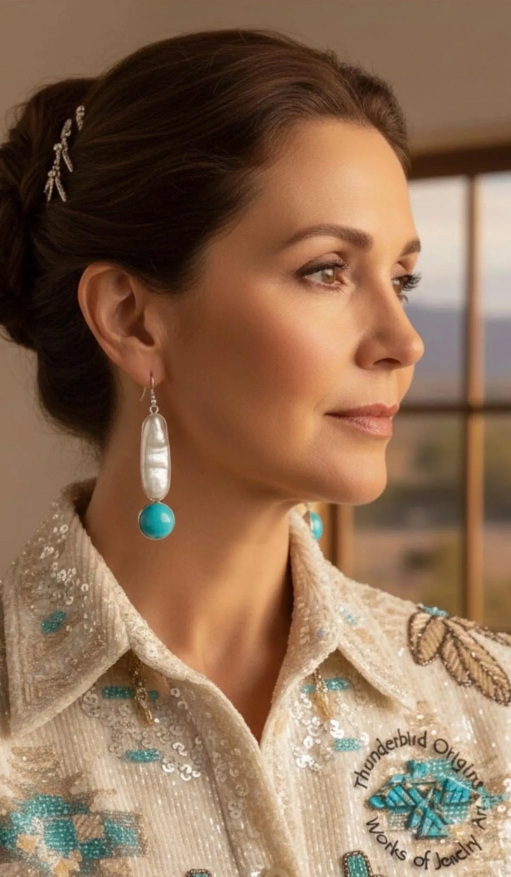 Turquoise Earrings in Sterling Silver with Keishi Pearls-In Stock!