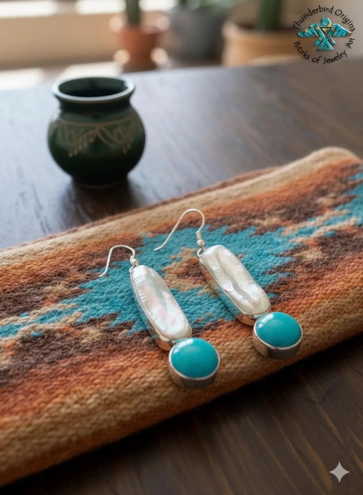 Turquoise Earrings in Sterling Silver with Keishi Pearls-In Stock!