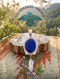 Lapis  Pendant in Sterling Silver with Optional Feather-In Stock!