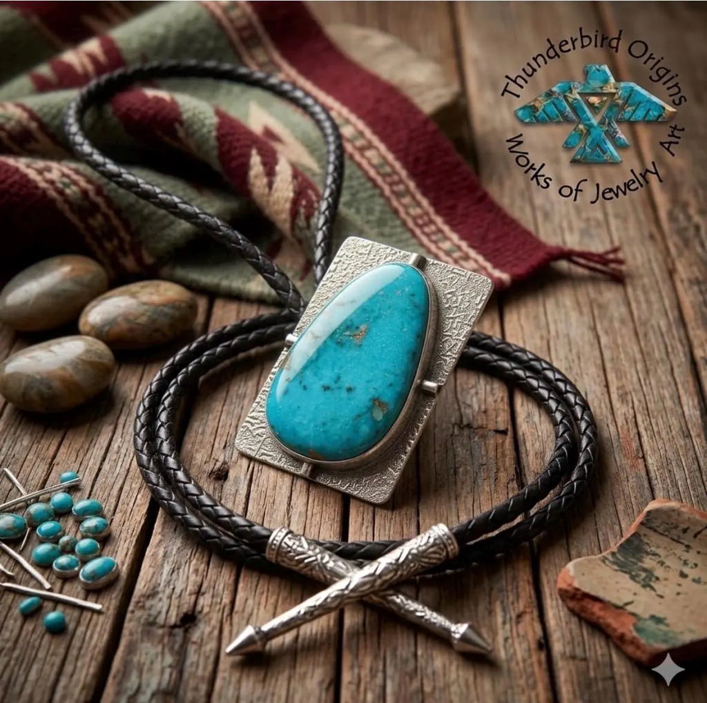 Oblong Turquoise & Sterling Silver Bolo-In Stock!