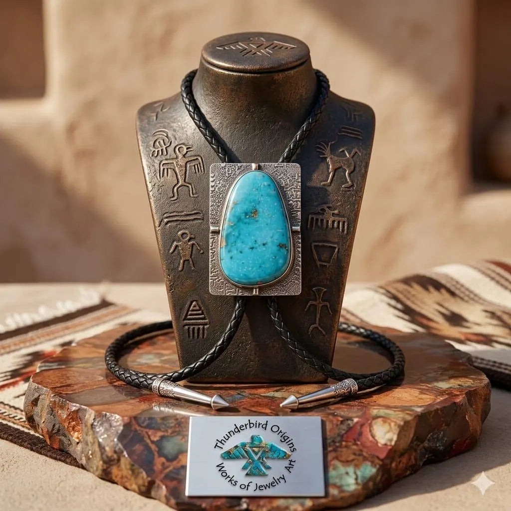 Oblong Turquoise & Sterling Silver Bolo-In Stock!