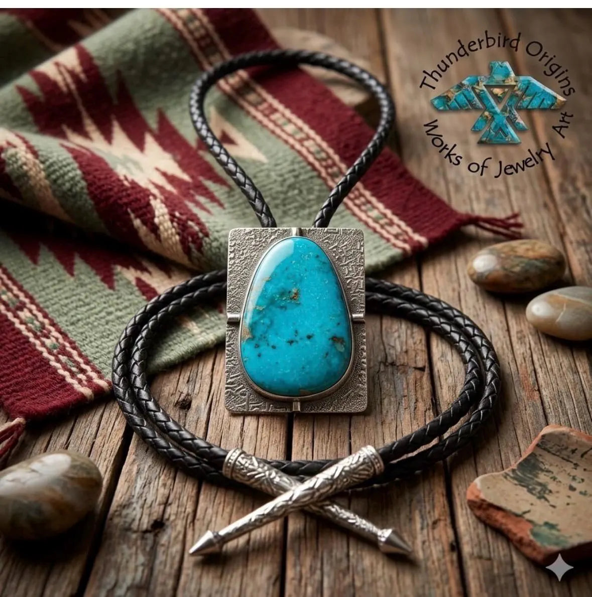 Oblong Turquoise & Sterling Silver Bolo-In Stock!