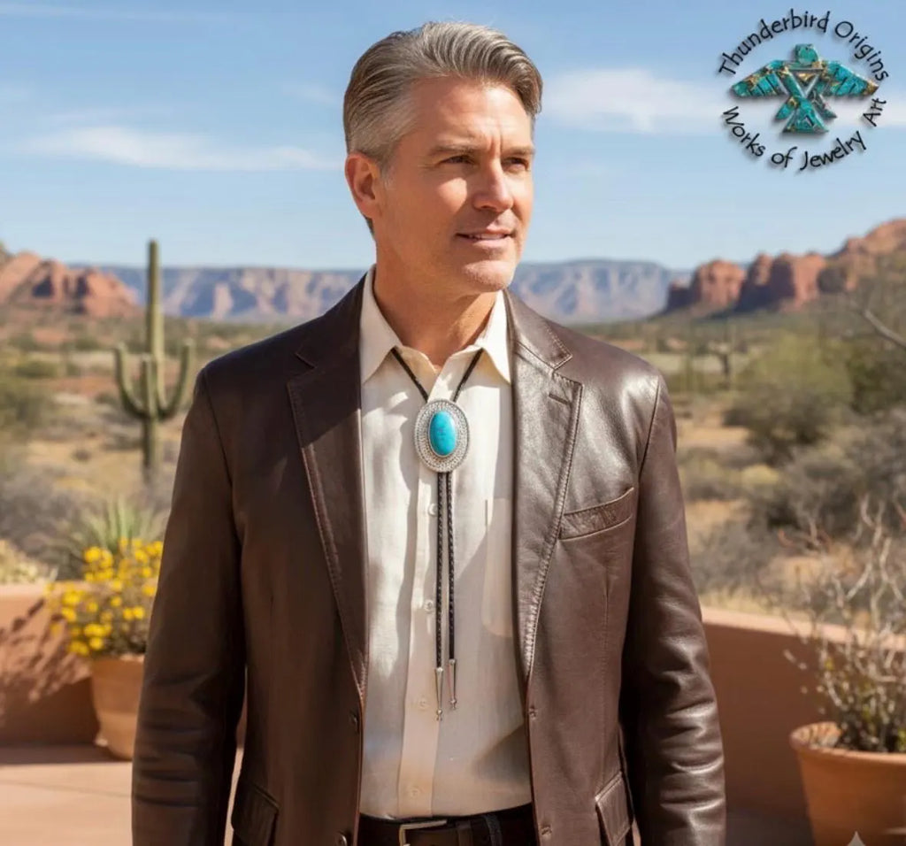 Turquoise & Sterling Silver Oval Bolo Tie-In Stock!