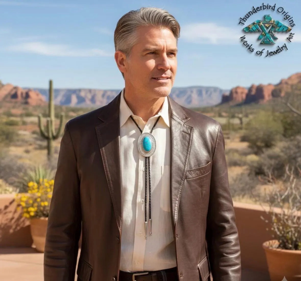 Turquoise & Sterling Silver Oval Bolo Tie-In Stock!