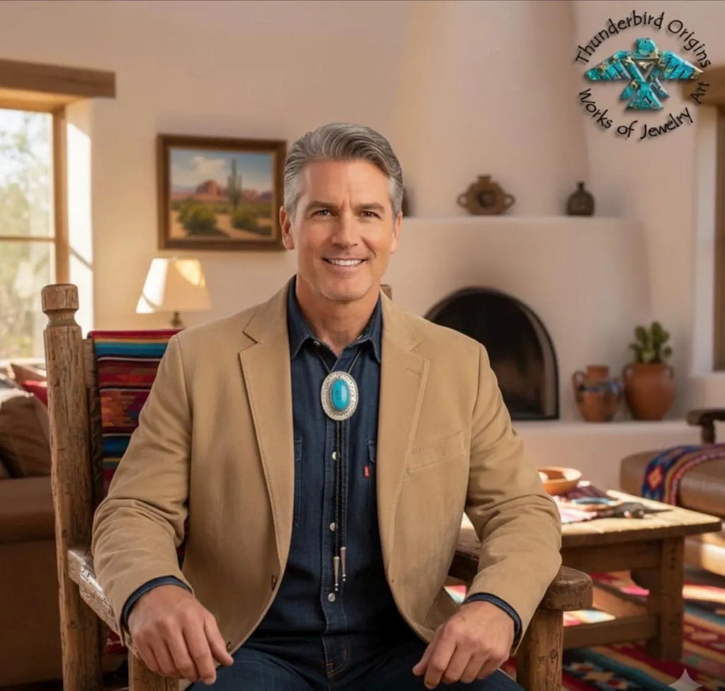 Turquoise & Sterling Silver Oval Bolo Tie-In Stock!