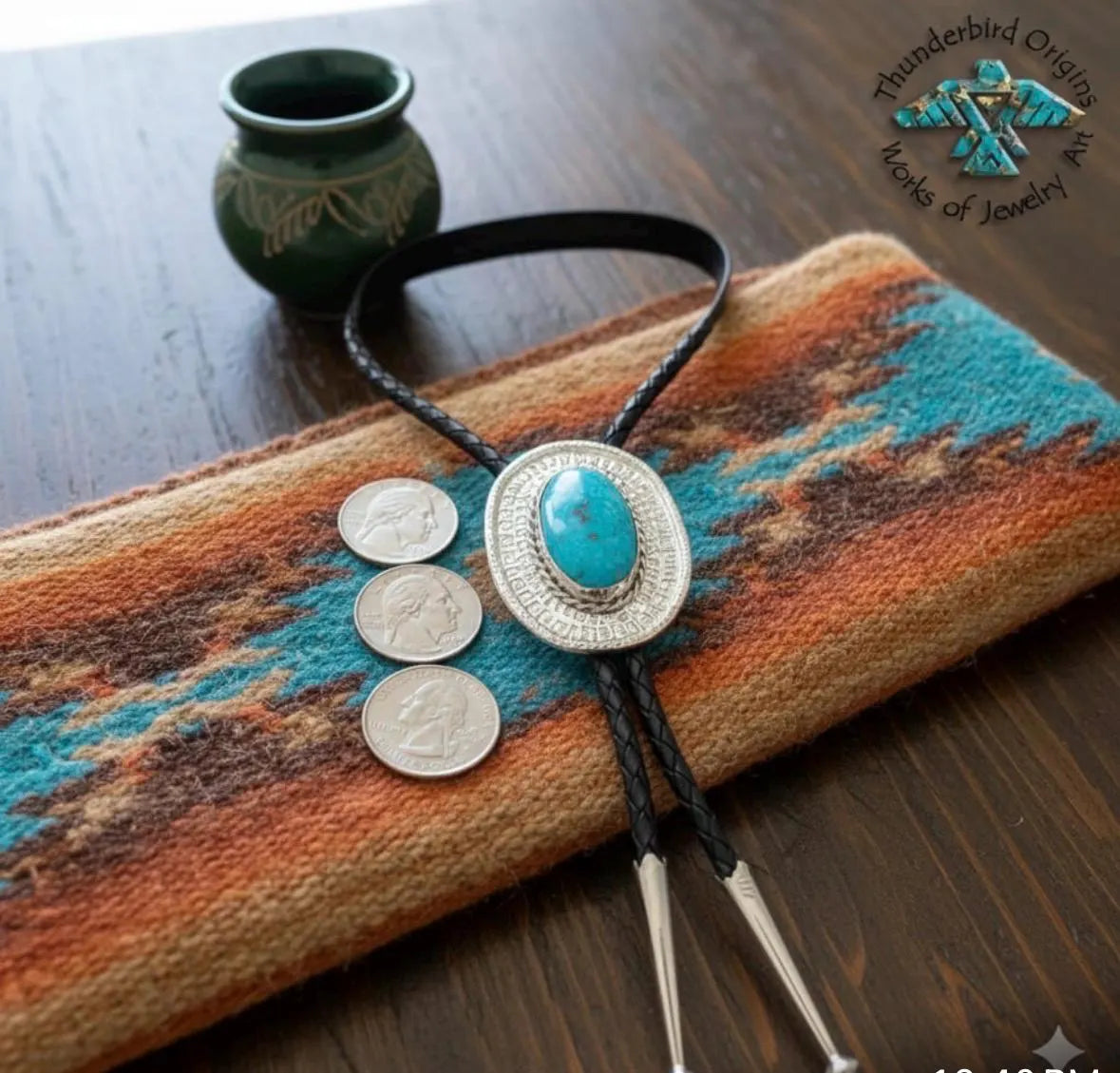 Turquoise & Sterling Silver Oval Bolo Tie-In Stock!