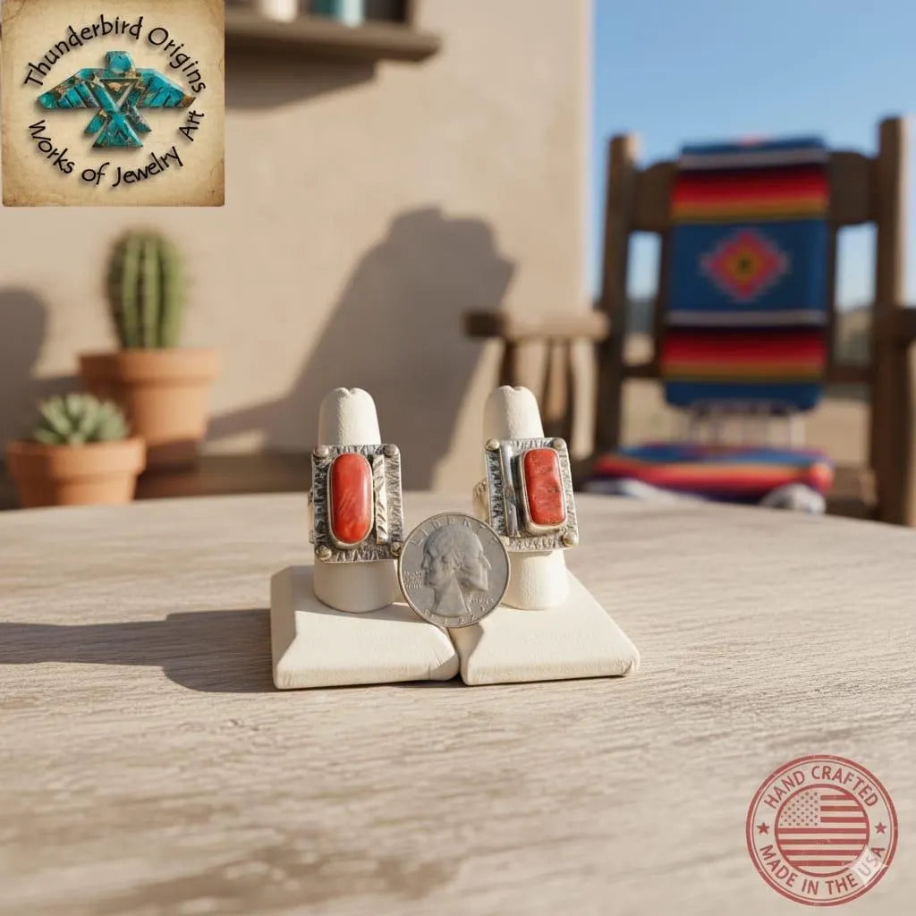 Spiny Red Oyster Sterling Silver & Gold Accented Ring (adjustable)-One In Stock!