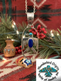 Sterling Silver and Lapis Thunderbird pendant with Turquoise Eye-In Stock!