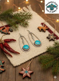 Turquoise Drop Earrings with Feather in Sterling Silver-In Stock!