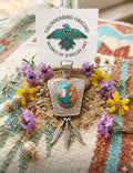 Turquoise/Abalone/Bronze in Sterling Silver Pendant with Optional Feathers-In Stock!