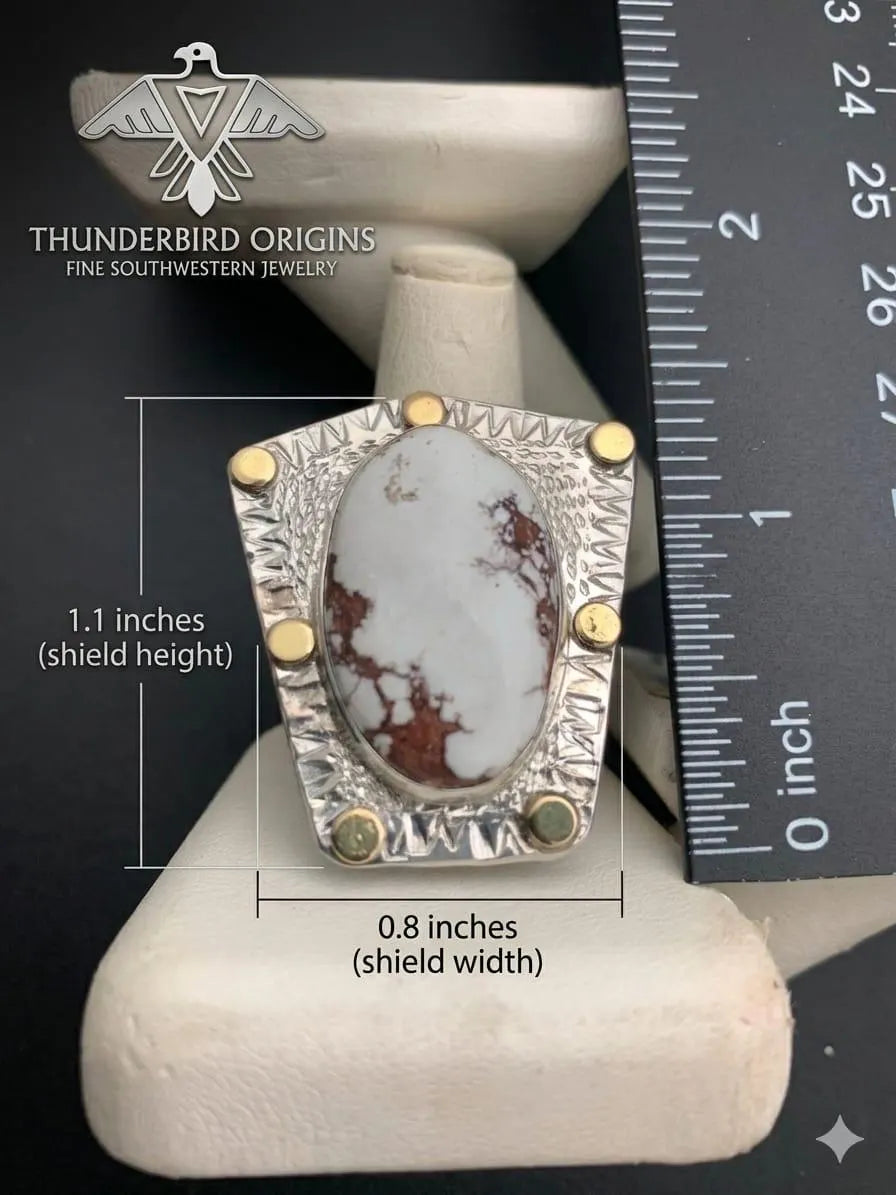 Wild Horse & Sterling Silver Ring with Gold Accents (adjustable)-In Stock!