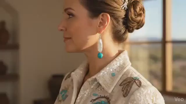 Turquoise Earrings in Sterling Silver with Keishi Pearls-In Stock!